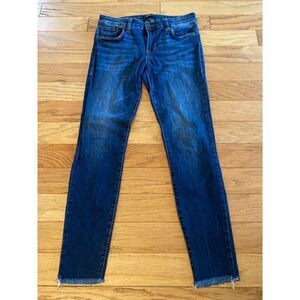 STS Blue Emma Ankle Blue women's dark wash frayed hem mid rise jeans size 27